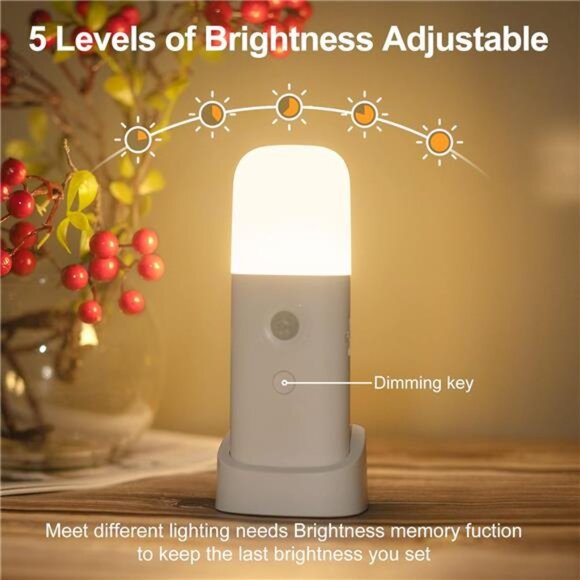 Motion Sensor Night Light Rechargeable Battery Powered Portable Dimmable Warm - Picture 6 of 7